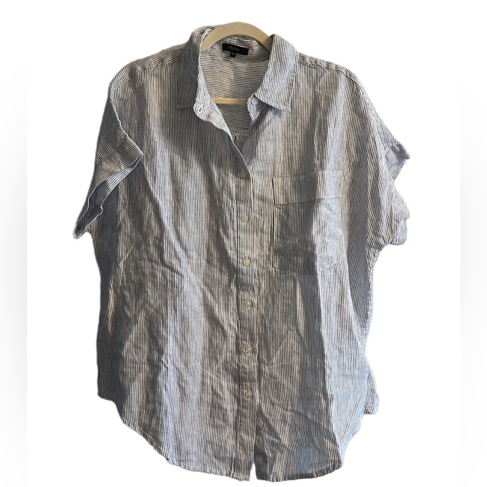 Women’s Quince Blue Striped Shirt Size Medium